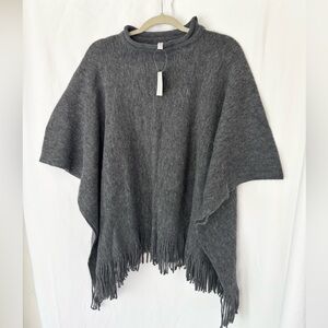 Mia & Tess acrylic Charcoal Fringe Women's Poncho